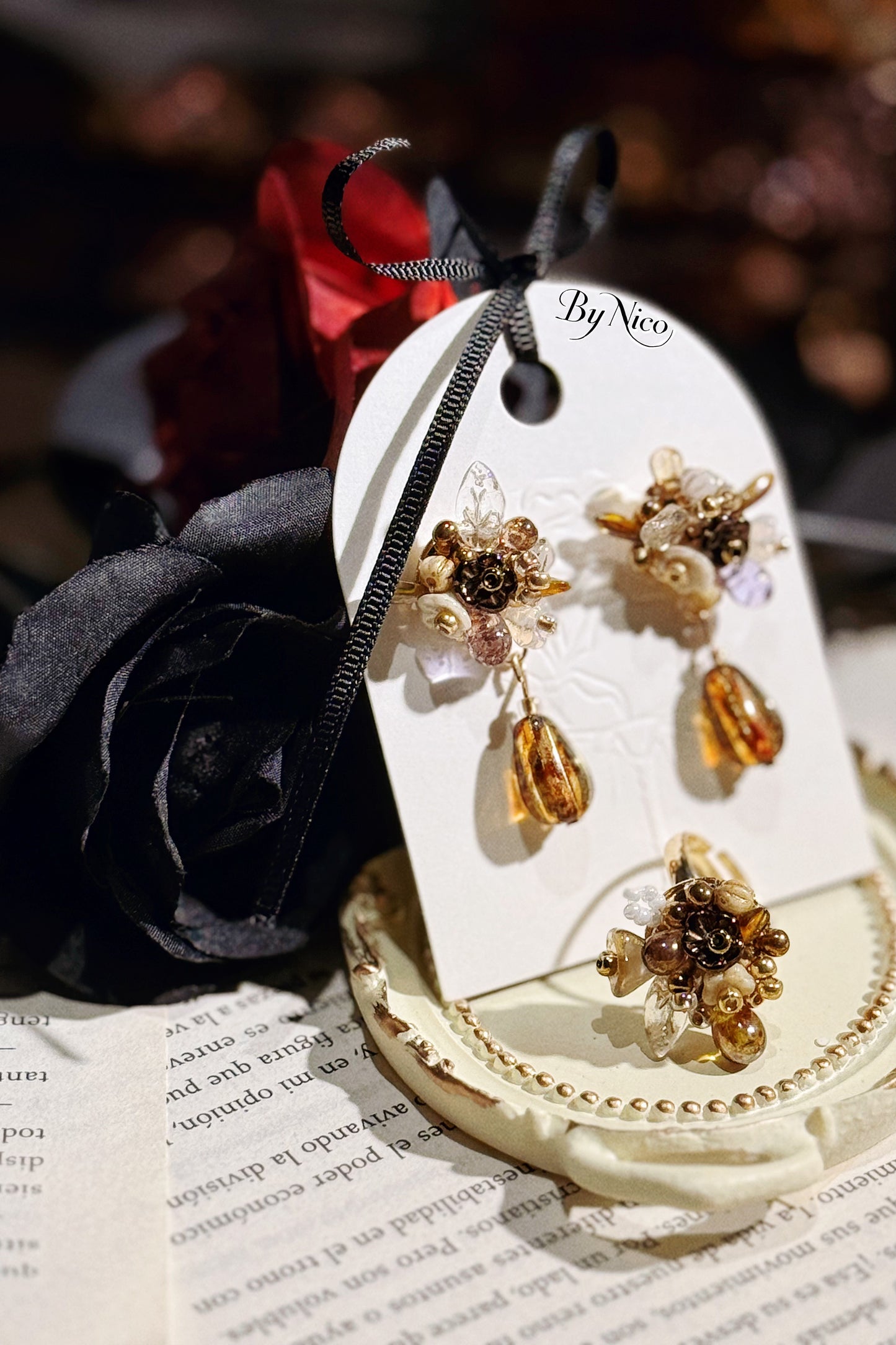 ✨ Hazel Harmony Collection – Earrings & Ring set✨