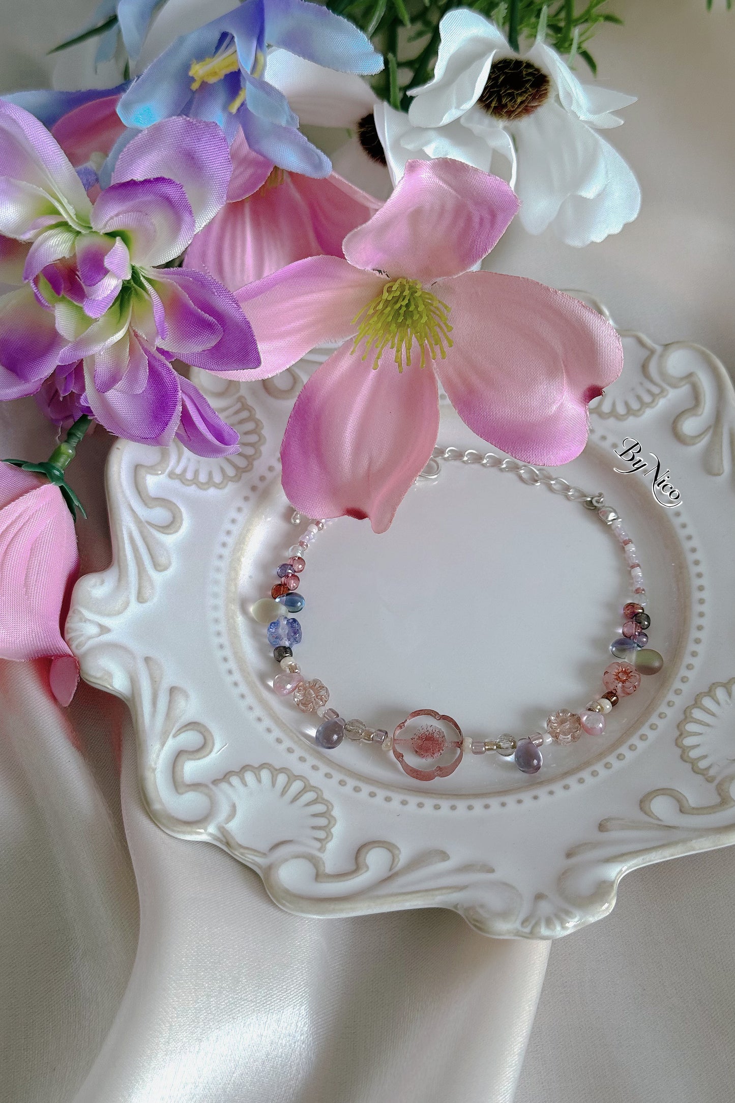 🌸 HanaKaze Bracelet/Necklace & Earrings set – The Dance of Falling Petals